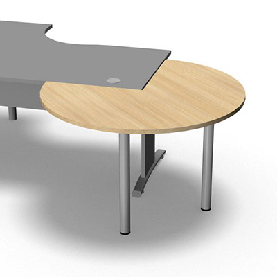 Table de convivialit 3/4 de rond diamtre 120 cm dcor chne clair pour pitement L Forstyl