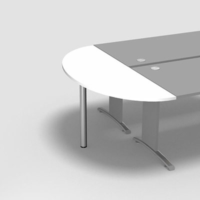 Table demi-lune L. 165 x 60 cm d�cor blanc neige pour pi�tement L Forstyl