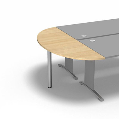 Table demi-lune L. 165 x 60 cm d�cor ch�ne clair pour pi�tement L Forstyl