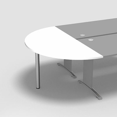 Table demi-lune L. 165 x 82,5 cm d�cor blanc neige pour pi�tement L Forstyl