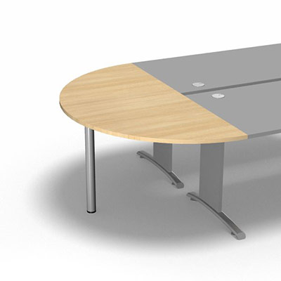 Table demi-lune L. 165 x 82,5 cm d�cor ch�ne clair pour pi�tement L Forstyl