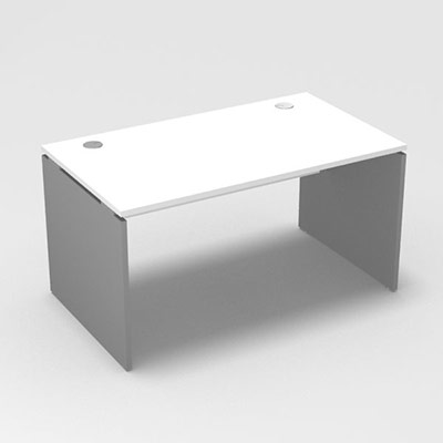 Table de bureau rectangulaire Forstyl L. 140 x P. 80 cm dcor blanc neige pitements panneau dcor gris aluminium