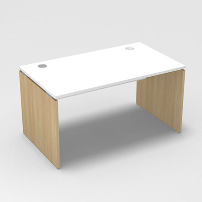 Table de bureau rectangulaire Forstyl L. 140 x P. 80 cm dcor blanc neige pitements panneau dcor chne clair