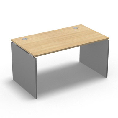 Table de bureau rectangulaire Forstyl L. 140 x P. 80 cm dcor chne clair pitements panneau dcor gris aluminium