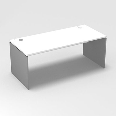 Table de bureau rectangulaire Forstyl L. 180 x P. 80 cm dcor blanc neige pitements panneau dcor gris aluminium