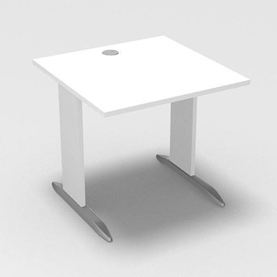 Table de bureau rectangulaire Forstyl L. 80 x P. 80 cm d�cor blanc neige pi�tements L d�cor blanc neige