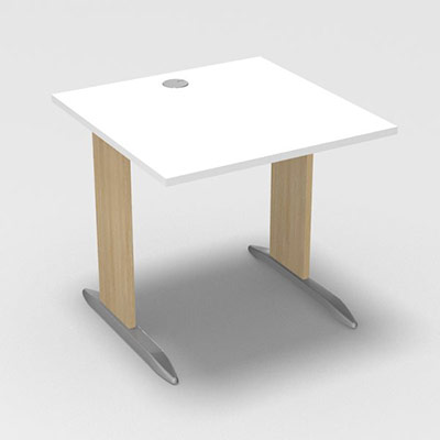 Table de bureau rectangulaire Forstyl L. 80 x P. 80 cm d�cor blanc neige pi�tements L d�cor ch�ne clair