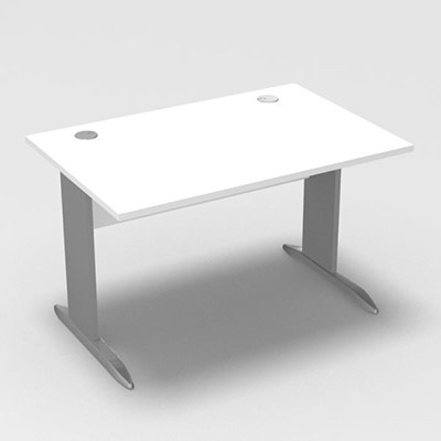 Table de bureau rectangulaire Forstyl L. 120 x P. 80 cm dcor blanc neige pitements L dcor gris aluminium