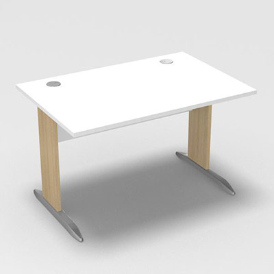 Table de bureau rectangulaire Forstyl L. 120 x P. 80 cm dcor blanc neige pitements L dcor chne clair