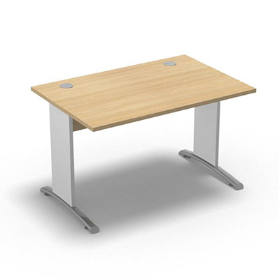 Table de bureau rectangulaire Forstyl L. 120 x P. 80 cm dcor chne clair pitements L dcor blanc neige