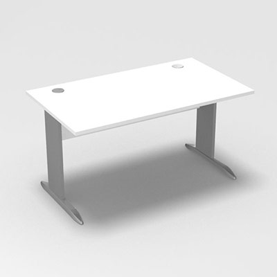 Table de bureau rectangulaire Forstyl L. 140 x P. 80 cm dcor blanc neige pitements L dcor gris aluminium