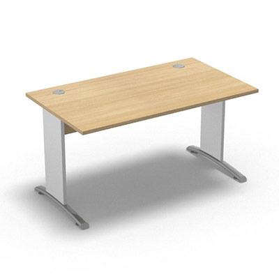 Table de bureau rectangulaire Forstyl L. 140 x P. 80 cm dcor chne clair pitements L dcor blanc neige