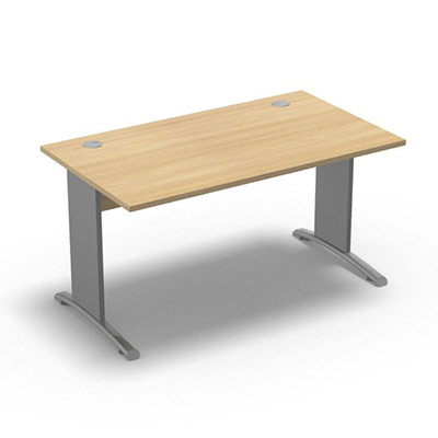 Table de bureau rectangulaire Forstyl L. 140 x P. 80 cm dcor chne clair pitements L dcor gris aluminium