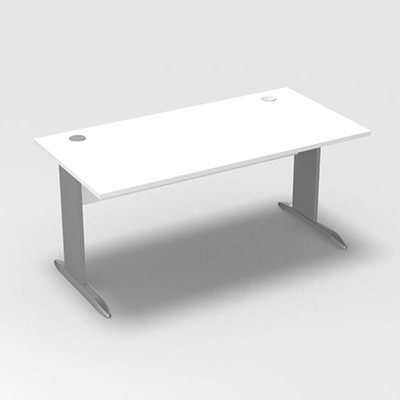 Table de bureau rectangulaire Forstyl L. 160 x P. 80 cm dcor blanc neige pitements L dcor gris aluminium