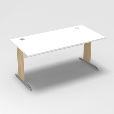 Table de bureau rectangulaire Forstyl L. 160 x P. 80 cm dcor blanc neige pitements L dcor chne clair