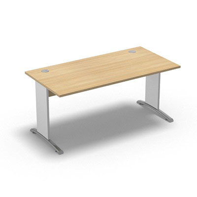 Table de bureau rectangulaire Forstyl L. 160 x P. 80 cm dcor chne clair pitements L dcor blanc neige