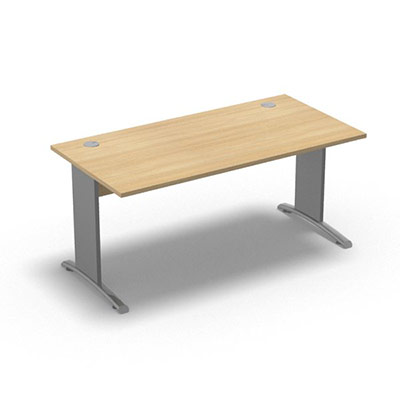 Table de bureau rectangulaire Forstyl L. 160 x P. 80 cm dcor chne clair pitements L dcor gris aluminium