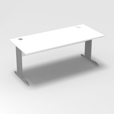 Table de bureau rectangulaire Forstyl L. 180 x P. 80 cm dcor blanc neige pitements L dcor gris aluminium