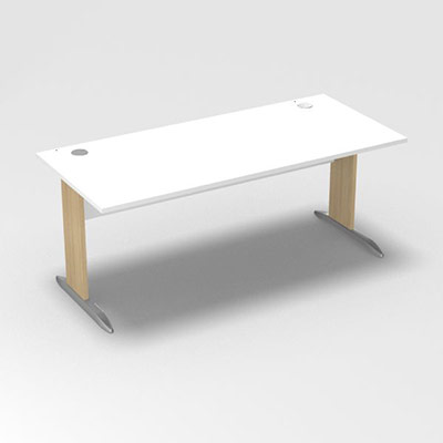 Table de bureau rectangulaire Forstyl L. 180 x P. 80 cm dcor blanc neige pitements L dcor chne clair