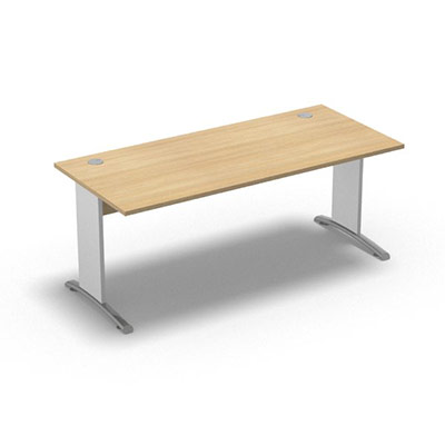 Table de bureau rectangulaire Forstyl L. 180 x P. 80 cm dcor chne clair pitements L dcor blanc neige