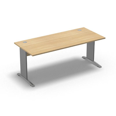 Table de bureau rectangulaire Forstyl L. 180 x P. 80 cm dcor chne clair pitements L dcor gris aluminium