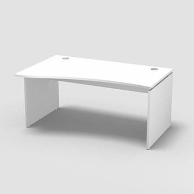 Table de bureau vague asym�trique Forstyl L.160 x P. 100/80 cm retour gauche d�cor blanc neige pi�tements panneau d�cor blanc neige