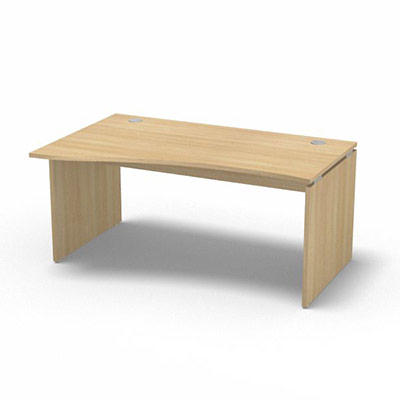 Table de bureau vague asymtrique Forstyl L.160 x P. 100/80 cm retour gauche dcor chne clair pitements panneau dcor chne clair