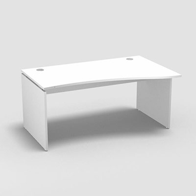 Table de bureau vague asymtrique Forstyl L.160 x P. 100/80 cm retour droite dcor blanc neige pitements panneau dcor blanc neige