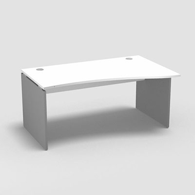 Table de bureau vague asymtrique Forstyl L.160 x P. 100/80 cm retour droite dcor blanc neige pitements panneau dcor gris aluminium