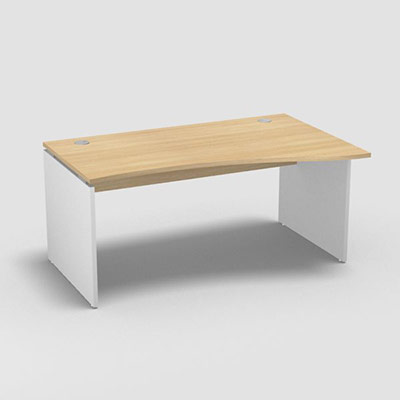 Table de bureau vague asymtrique Forstyl L.160 x P. 100/80 cm retour droite dcor chne clair pitements panneau dcor blanc neige