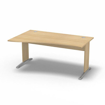 Table de bureau vague asymtrique Forstyl L.160 x P. 100/80 cm retour gauche dcor chne clair pitements L dcor chne clair