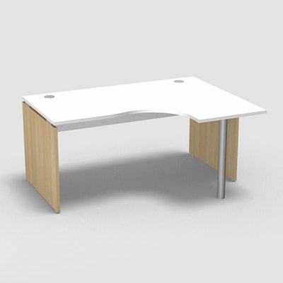 Compact asym�trique 90� Forstyl L.160 x P. 120 x Retour 60 cm � droite d�cor blanc neige pi�tements panneau d�cor ch�ne clair