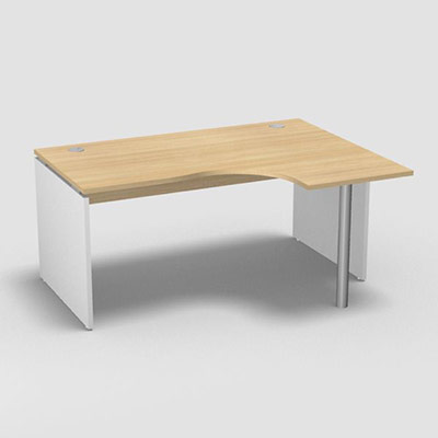 Compact asym�trique 90� Forstyl L.160 x P. 120 x Retour 60 cm � droite d�cor ch�ne clair pi�tements panneau d�cor blanc neige