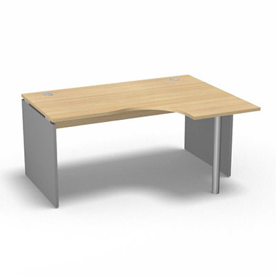 Compact asym�trique 90� Forstyl L.160 x P. 120 x Retour 60 cm � droite d�cor ch�ne clair pi�tements panneau d�cor gris aluminium