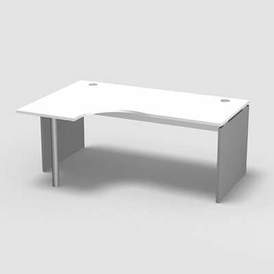 Compact asym�trique 90� Forstyl L.180 x P. 120 x Retour 60 cm � gauche d�cor blanc neige pi�tements panneau d�cor gris aluminium