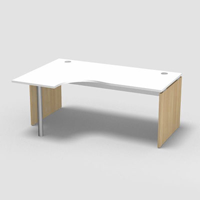 Compact asym�trique 90� Forstyl L.180 x P. 120 x Retour 60 cm � gauche d�cor blanc neige pi�tements panneau d�cor ch�ne clair