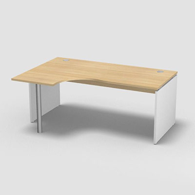 Compact asym�trique 90� Forstyl L.180 x P. 120 x Retour 60 cm � gauche d�cor ch�ne clair pi�tements panneau d�cor blanc neige