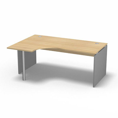 Compact asym�trique 90� Forstyl L.180 x P. 120 x Retour 60 cm � gauche d�cor ch�ne clair pi�tements panneau d�cor gris aluminium