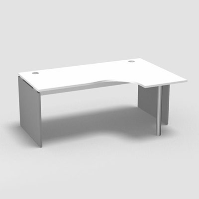 Compact asym�trique 90� Forstyl L.180 x P. 120 x Retour 60 cm � droite d�cor blanc neige pi�tements panneau d�cor gris aluminium