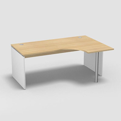 Compact asym�trique 90� Forstyl L.180 x P. 120 x Retour 60 cm � droite d�cor ch�ne clair pi�tements panneau d�cor blanc neige