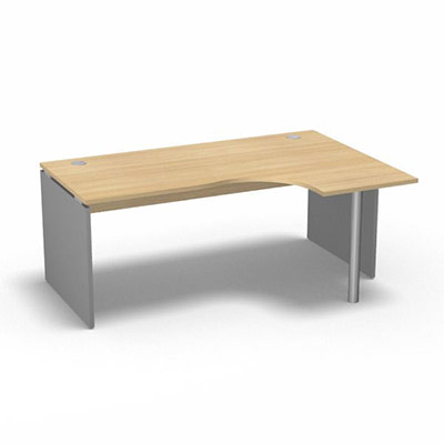 Compact asym�trique 90� Forstyl L.180 x P. 120 x Retour 60 cm � droite d�cor ch�ne clair pi�tements panneau d�cor gris aluminium