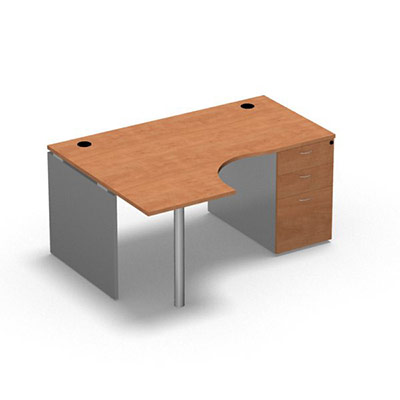 Compact asymtrique 90 Forstyl L.160 x P. 120 x Retour 60 cm  gauche dcor pommier de France sur pitement panneau et caisson porteur