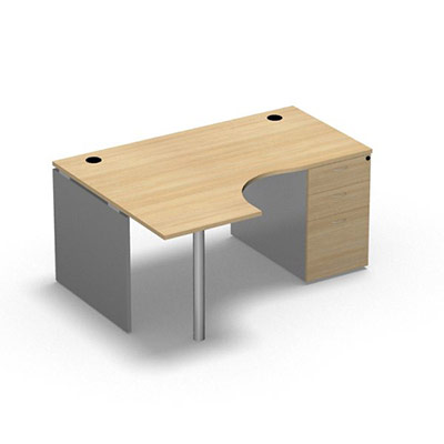 Compact asymtrique 90 Forstyl L.160 x P. 120 x Retour 60 cm  gauche dcor chne clair sur pitement panneau et caisson porteur