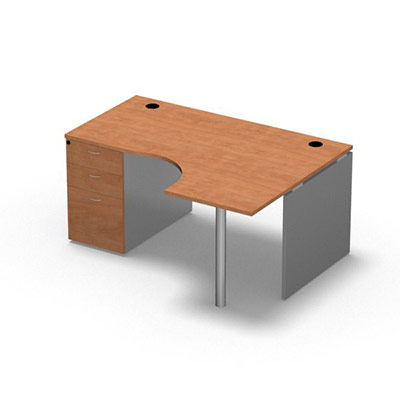 Compact asymtrique 90 Forstyl L.160 x P. 120 x Retour 60 cm  droite dcor pommier de France sur pitement panneau et caisson porteur