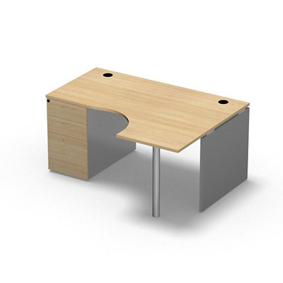 Compact asymtrique 90 Forstyl L.160 x P. 120 x Retour 60 cm  droite dcor chne clair sur pitement panneau et caisson porteur