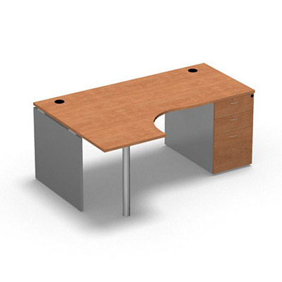 Compact asymtrique 90 Forstyl L.180 x P. 120 x Retour 60 cm  gauche dcor pommier de France sur pitement panneau et caisson porteur