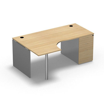 Compact asymtrique 90 Forstyl L.180 x P. 120 x Retour 60 cm  gauche dcor chne clair sur pitement panneau et caisson porteur