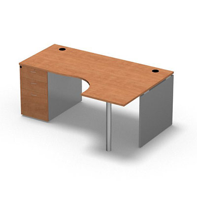 Compact asymtrique 90 Forstyl L.180 x P. 120 x Retour 60 cm  droite dcor pommier de France sur pitement panneau et caisson porteur
