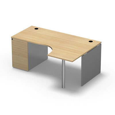 Compact asymtrique 90 Forstyl L.180 x P. 120 x Retour 60 cm  droite dcor chne clair sur pitement panneau et caisson porteur