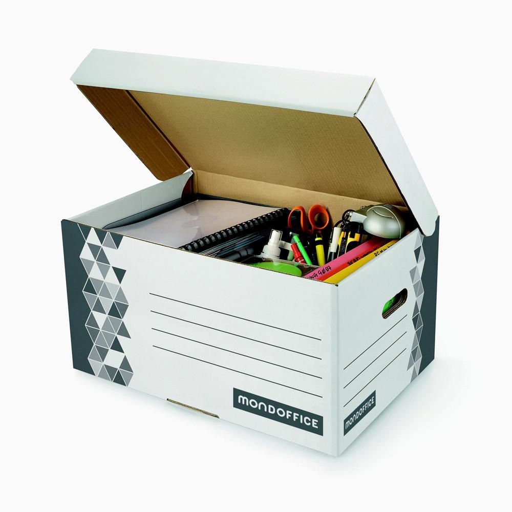 Caisse archives Mondoffice Premium - L.54 x P.36 x H.26 cm - Gris - Lot de 10